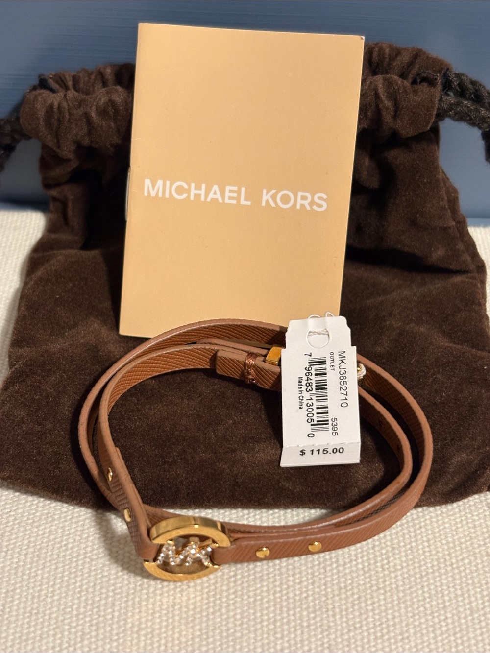 NWT Michael Kors Leather Wrap Bracelet With Dustbag